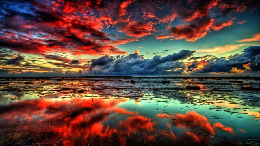 Red Sky Nature Photography Wallpaper