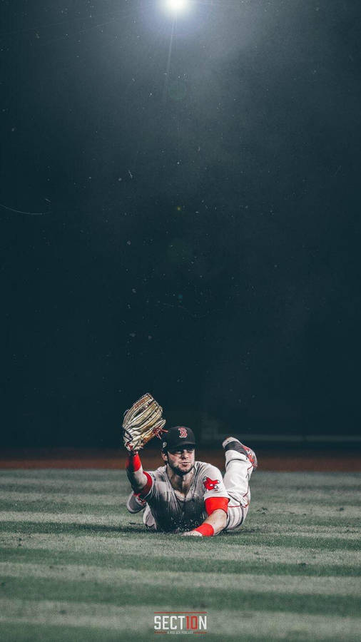 Red Sox Player Diving Forward Wallpaper