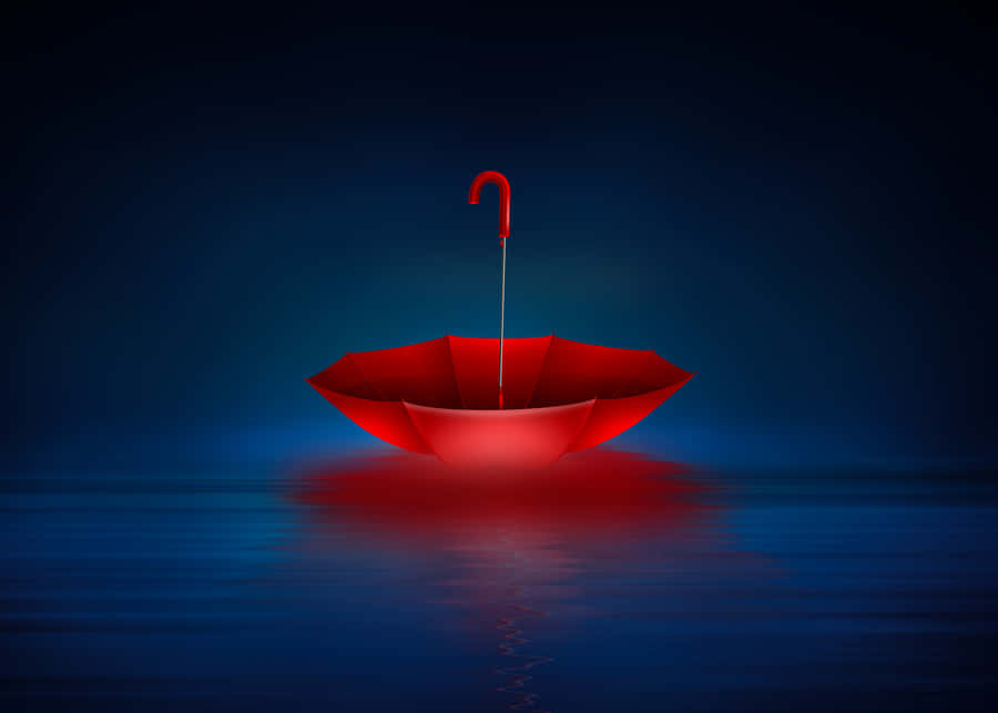 Red Umbrella Boat Artistic Concept Wallpaper