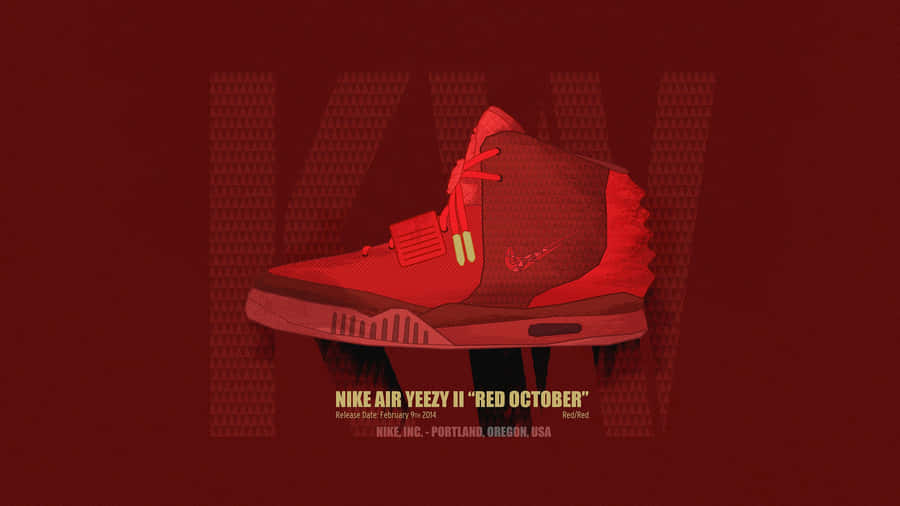 Red Yeezy Shoe Yellow Text Wallpaper