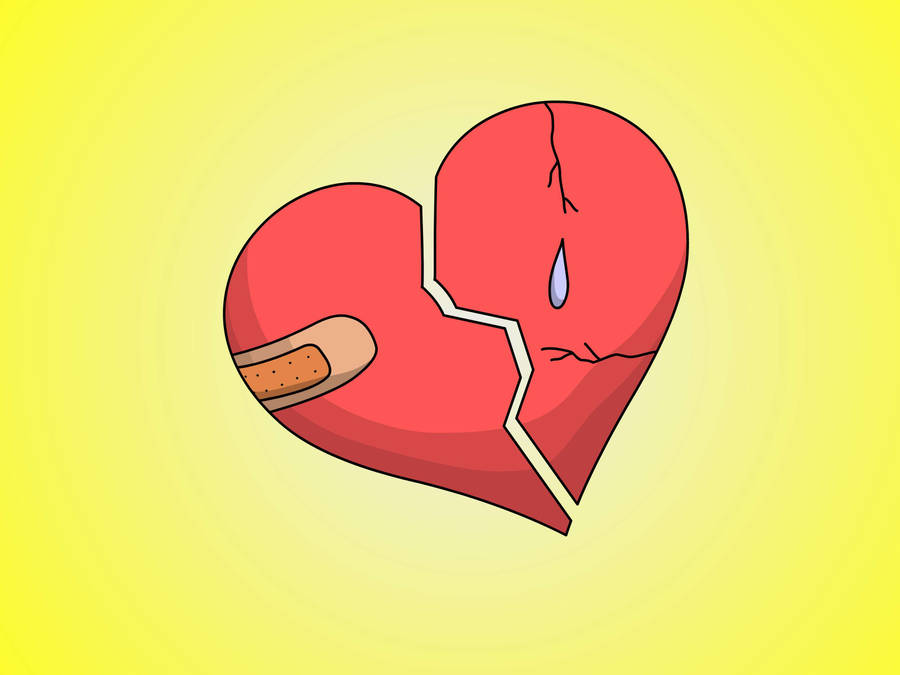 Red Yellow Heart Broken 4k Wallpaper