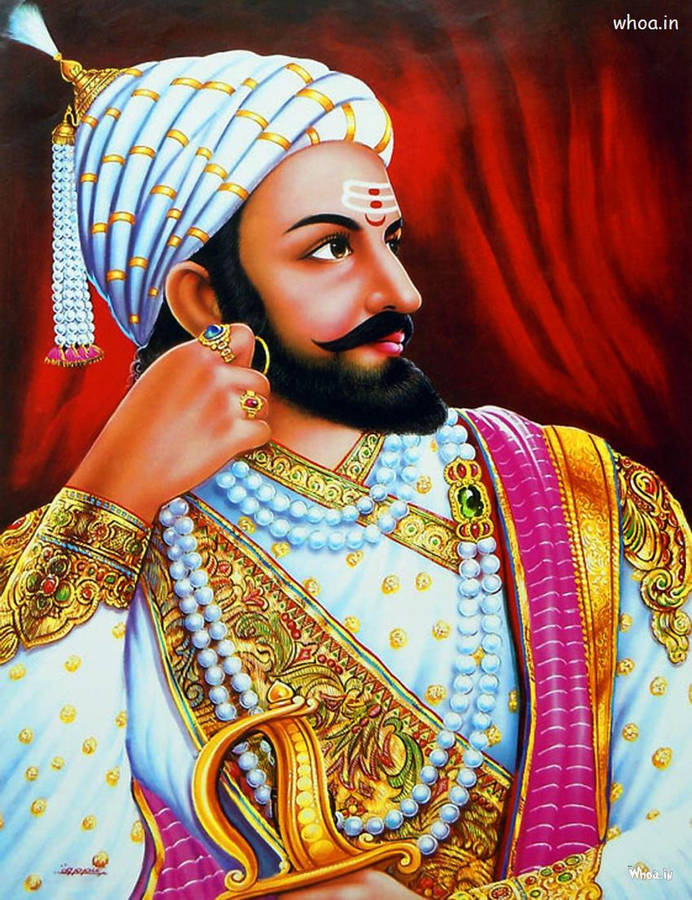 Regal Painting Of Chhatrapati Shivaji Maharaj Wallpaper