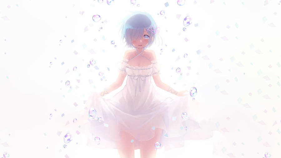 Rem In White Dress Wallpaper