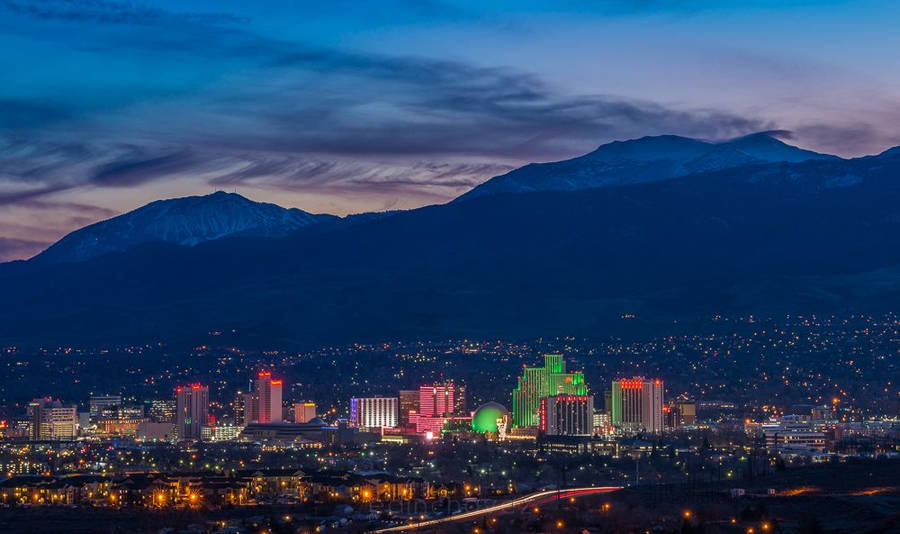 Reno, Nevada Lit Up At Night Wallpaper