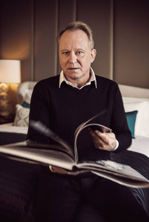 Renowned Swedish Actor Stellan Skarsgard Posing For King Magazine Photoshoot Wallpaper