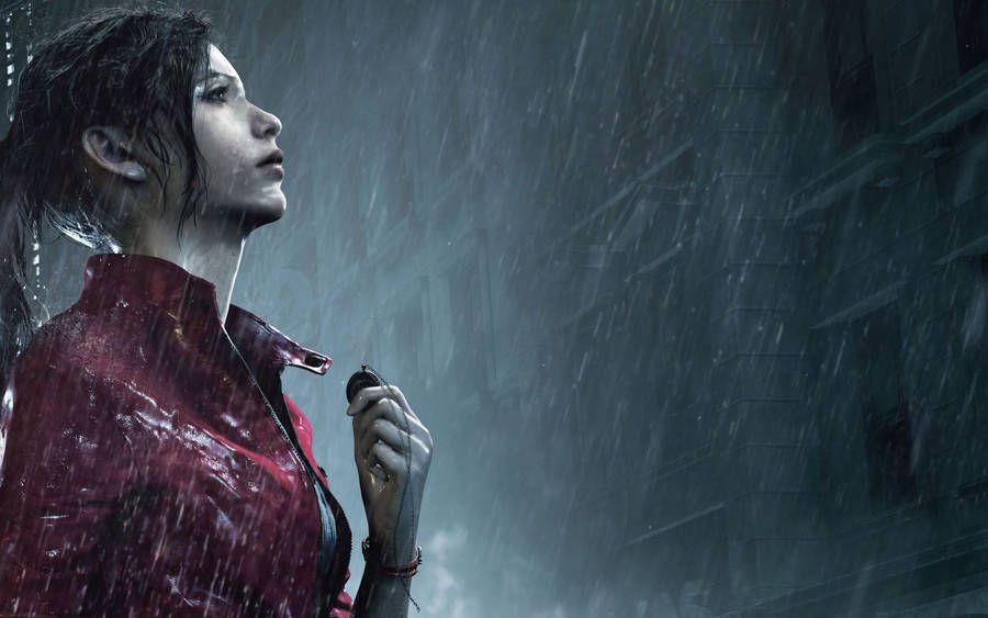 Resident Evil 2 Claire In The Rain Wallpaper
