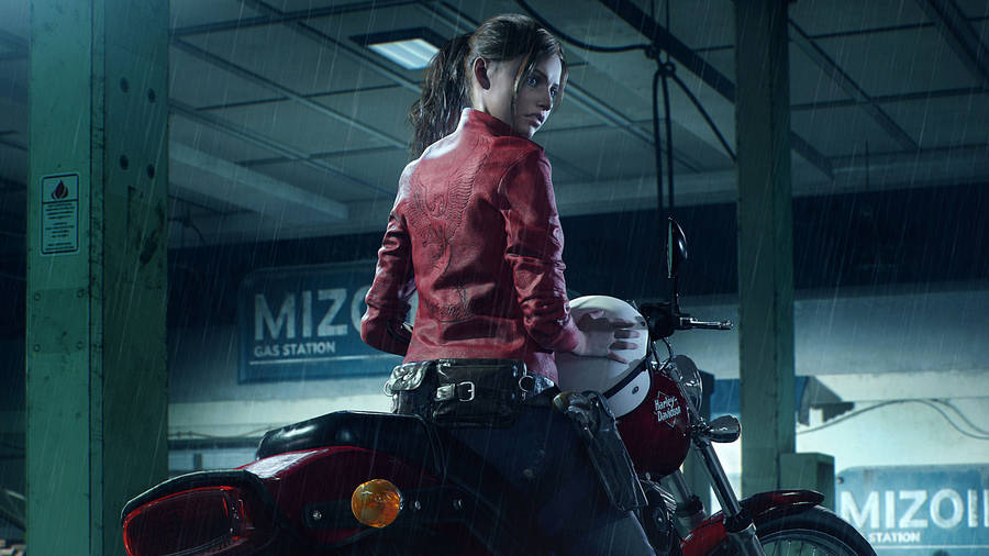 Resident Evil 2 Claire Redfield In Motorcycle Wallpaper