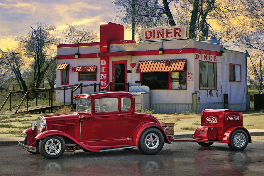 Retro 50s Diner With Coca-cola Memorabilia Wallpaper