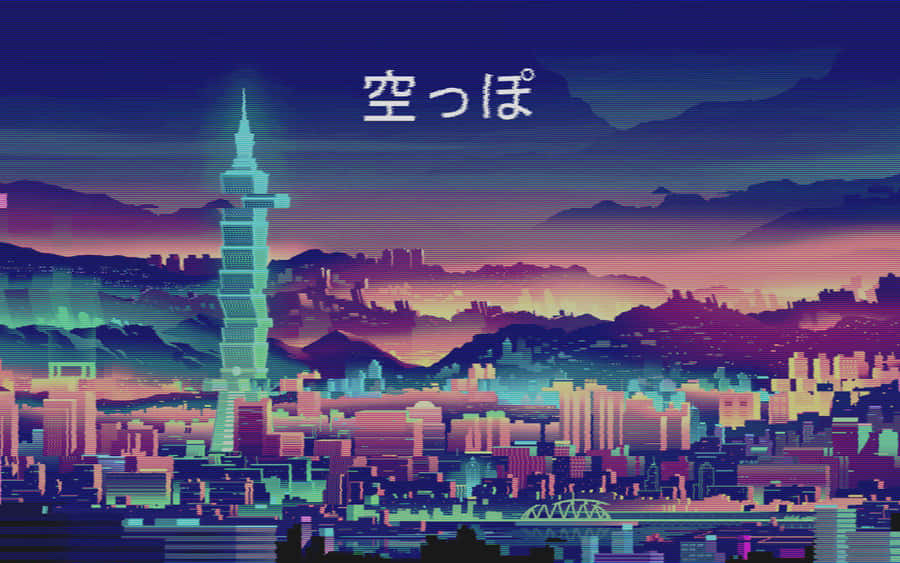 Retro Anime City Night Wallpaper