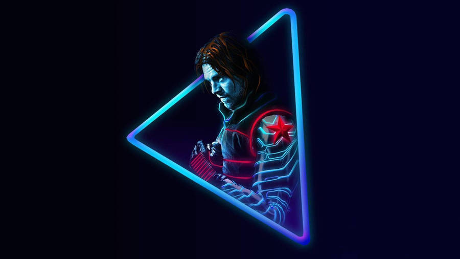 Retro Blue Bucky Barnes Wallpaper