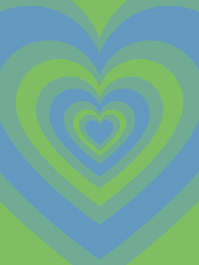 Retro Blue-green Wildflower Heart Wallpaper