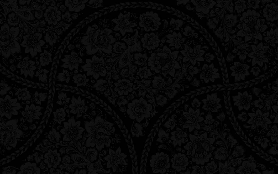 Retro Floral Aesthetic Black Pattern Wallpaper