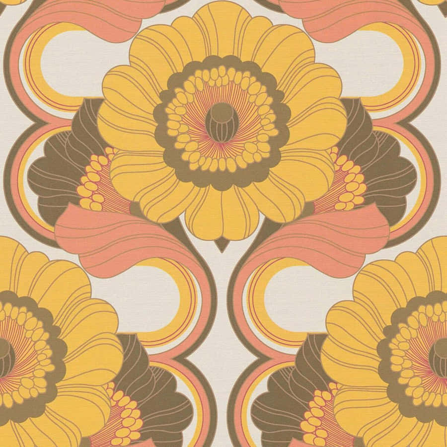 Retro Floral Pattern70s Style Wallpaper