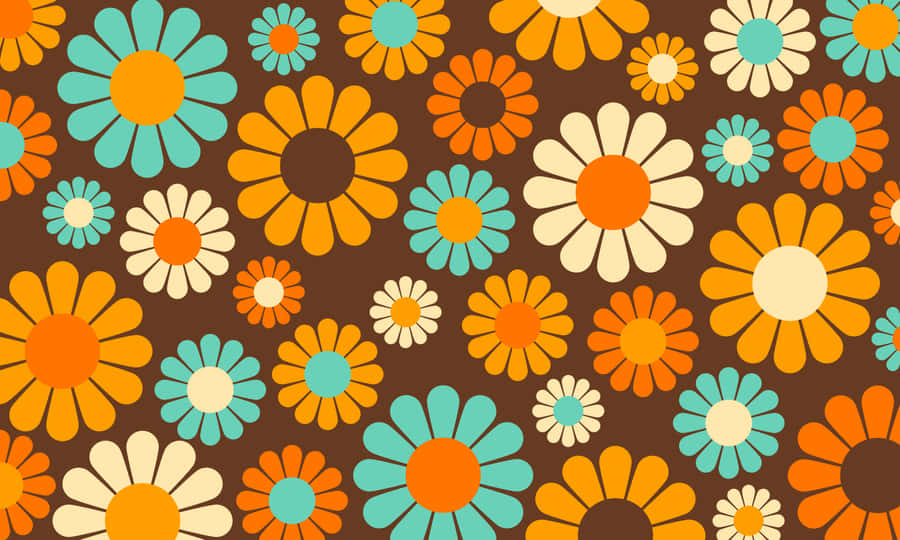 Retro Floral Pattern70s Style Wallpaper
