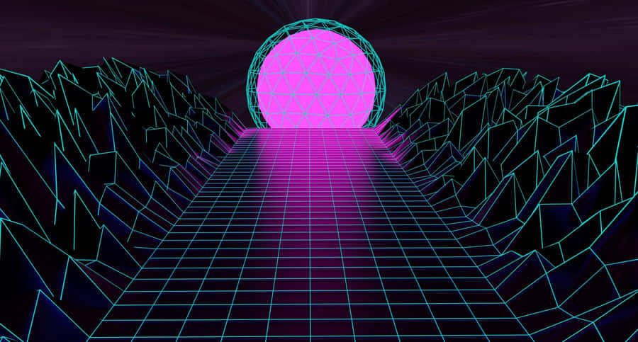 Retro Futurism Pink Sun Path Wallpaper