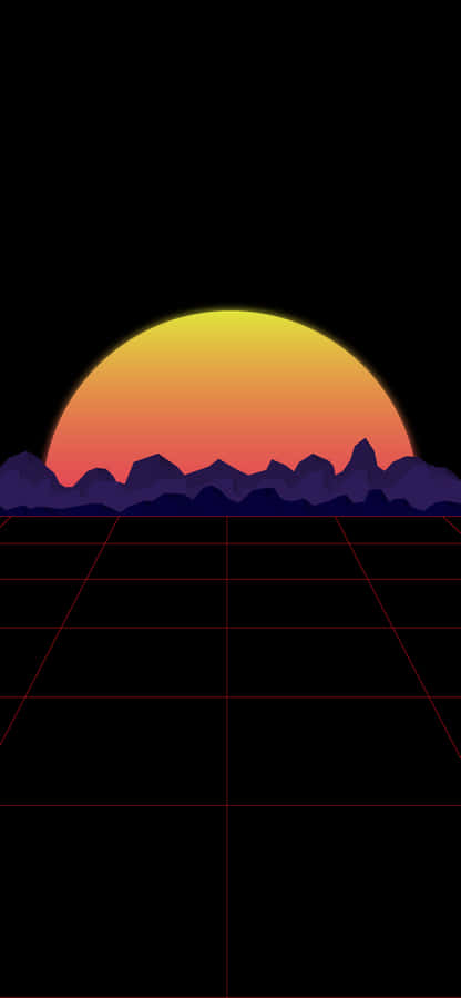Retro Futurism Sunset Black Mobile Wallpaper