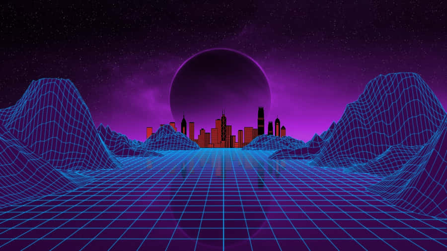 Retro Futuristic80s Cityscape Wallpaper