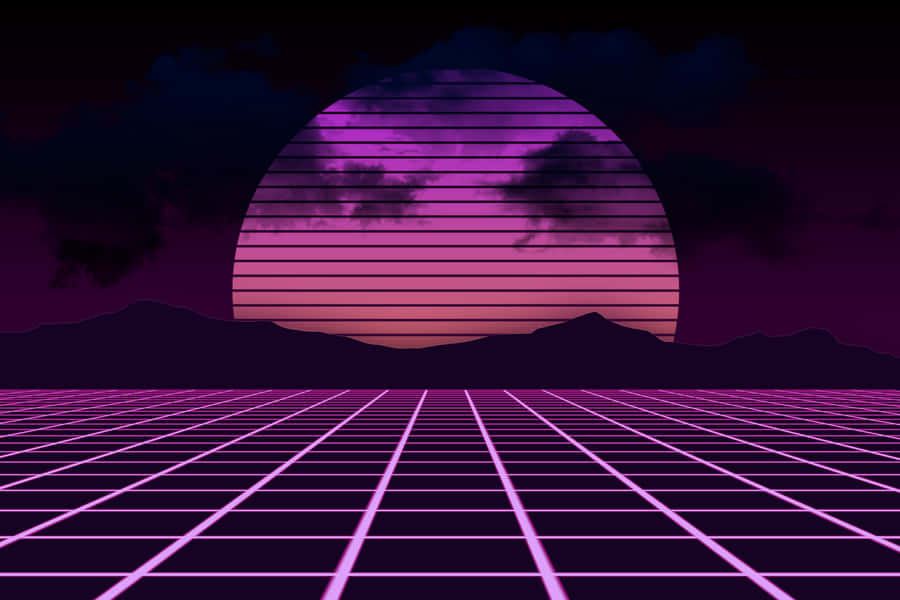 Retro Futuristic80s Synthwave Landscape Wallpaper