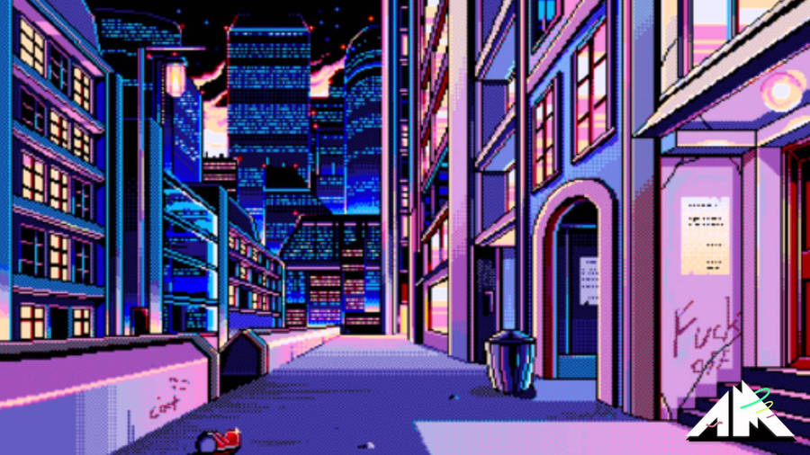 Retro Game Aesthetic Purple Neon Computer Screen Wallpaper