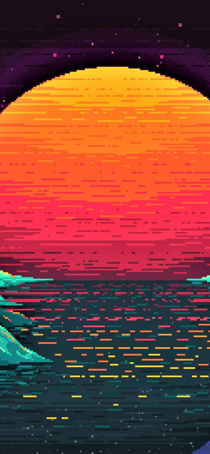 Retro Pixel Sunrise Art Wallpaper