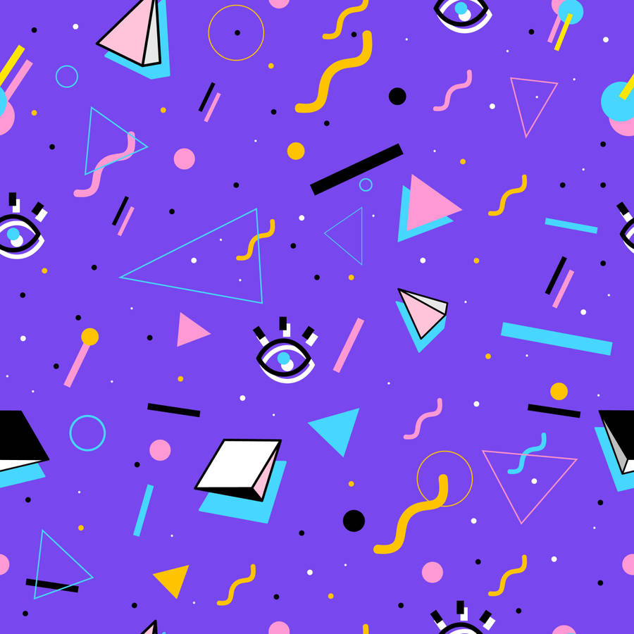 Retro Shapes Aesthetic Pattern Wallpaper