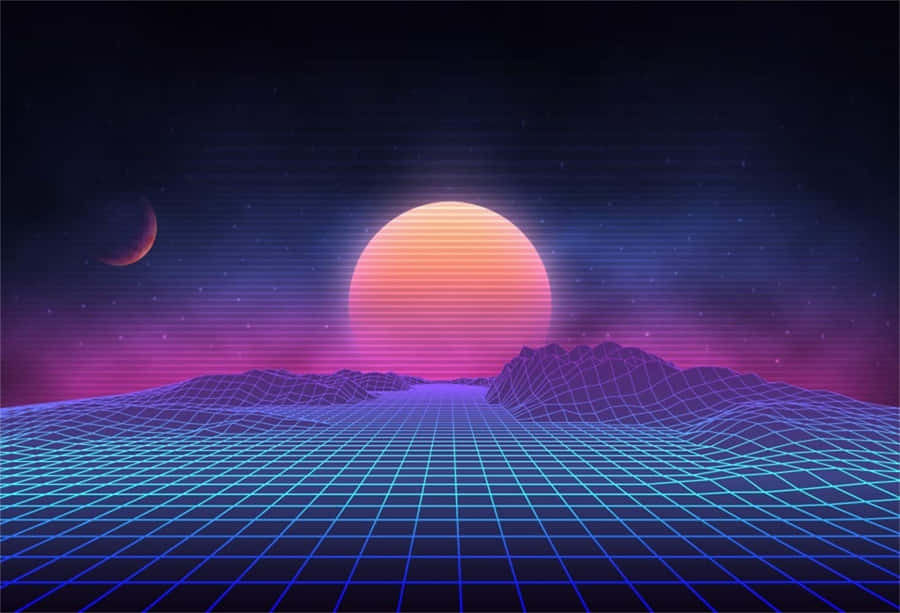 Retro Synthwave Sunset Landscape Wallpaper