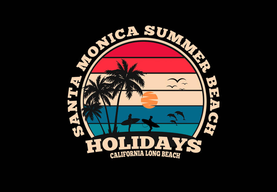 Retro Vector Of Santa Monica Wallpaper