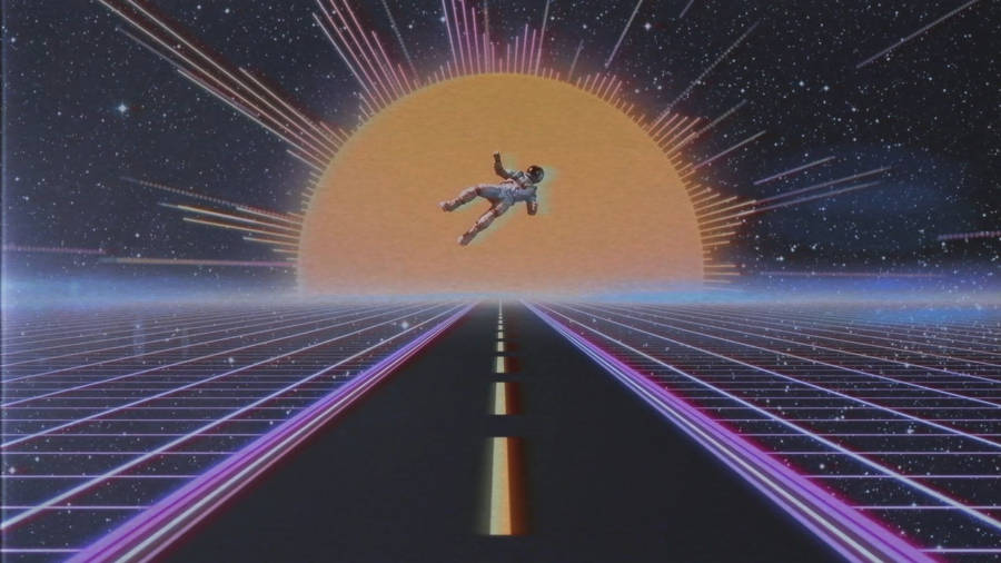 Retrowave Galaxy Road Wallpaper