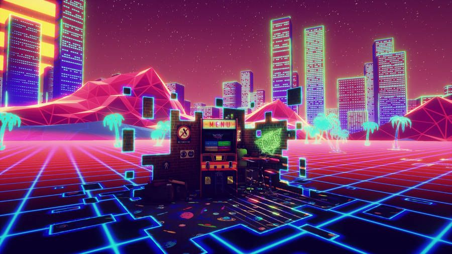 Retrowave Gaming Arcade Wallpaper