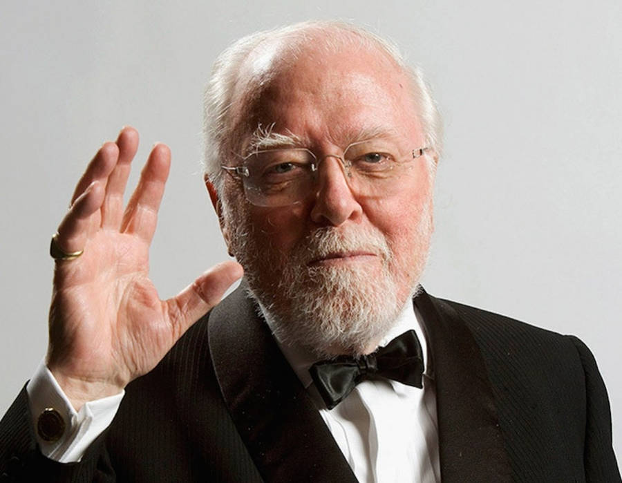 Richard Attenborough On White Background Wallpaper