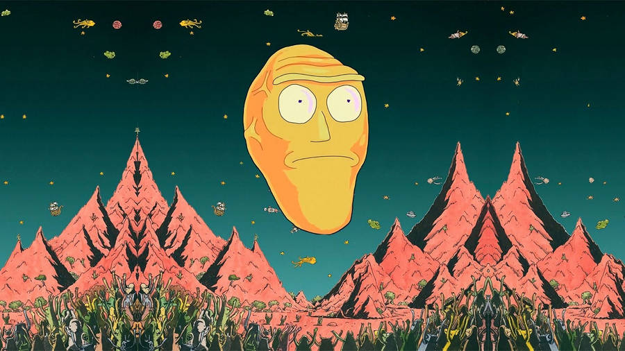 Rick And Morty Giant Rick Head Wallpaper