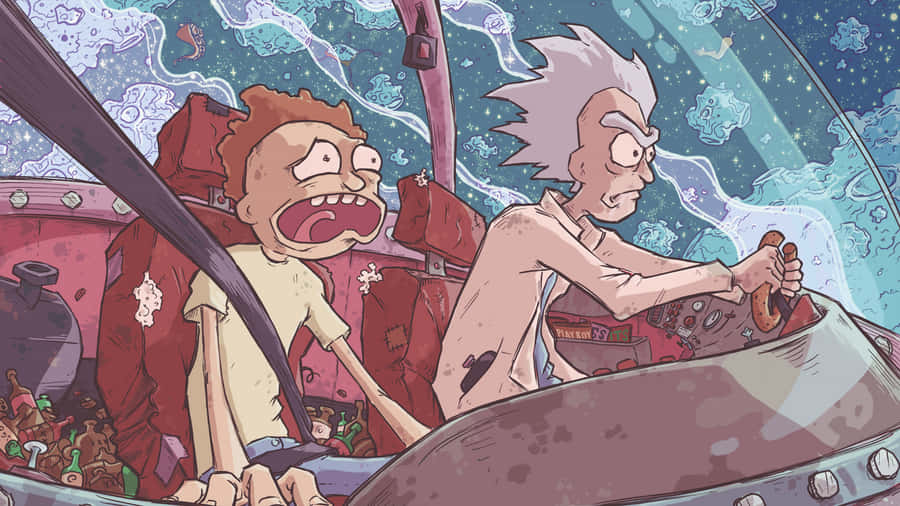 Rick And Morty Macbook Driving Spaceship Wallpaper