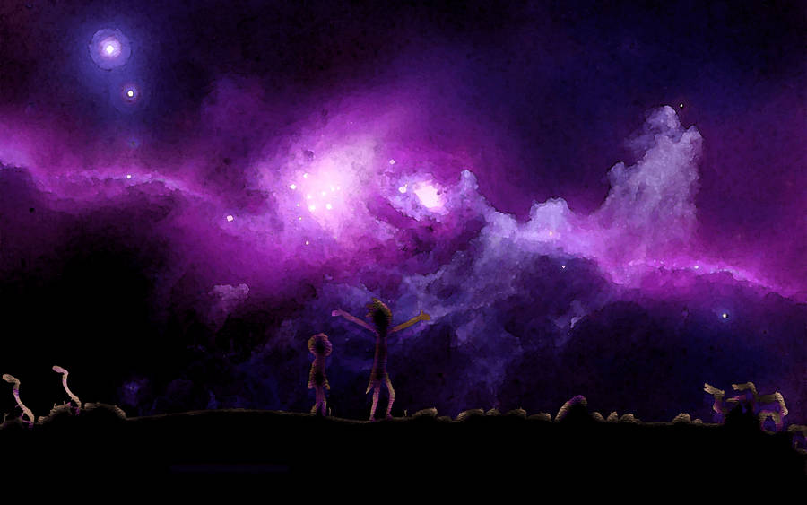 Rick And Morty Under Purple Sky Wallpaper