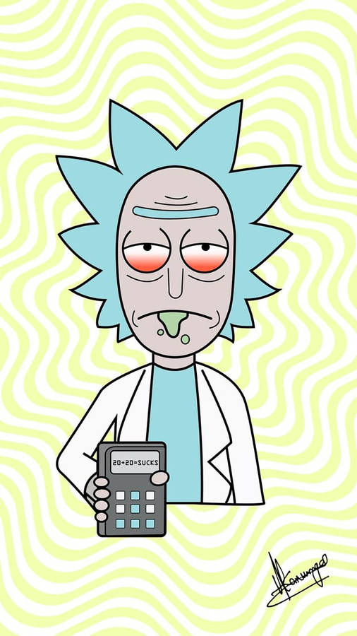 Rick Sanchez Holding A Calculator Tablet Wallpaper