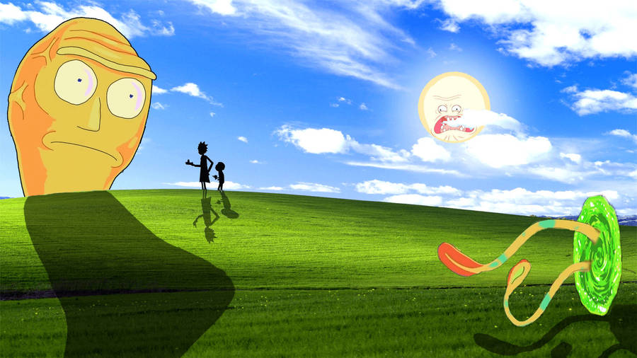 Rick Sanchez With Windows Hills Wallpaper