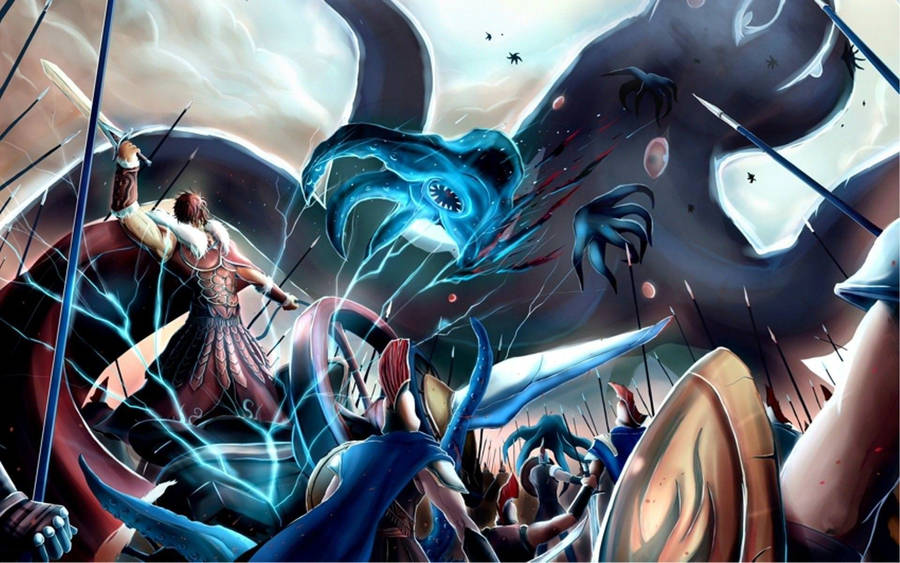 Rider From Fate Zero Fighting Monsters Wallpaper