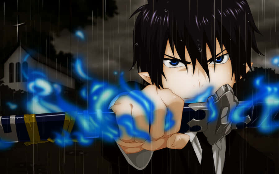 Rin Okumura Unleashing Power Wallpaper