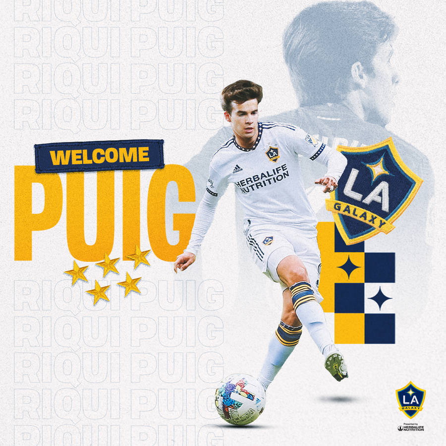 Riqui Puig La Galaxy Welcome Team Poster Wallpaper