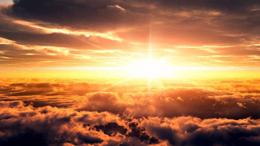 Rising Sun On Sea Of Clouds Wallpaper