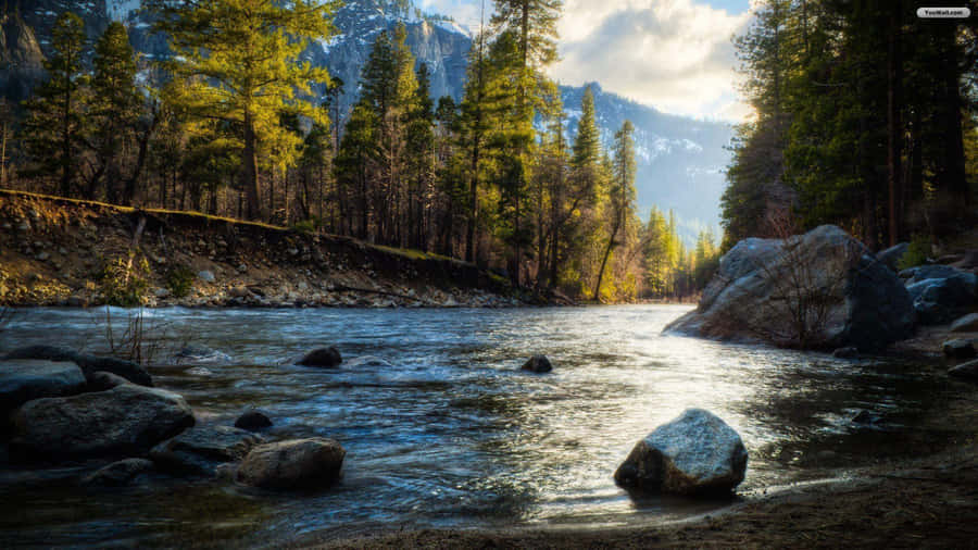 River Golden Hour Nature Photography Wallpaper