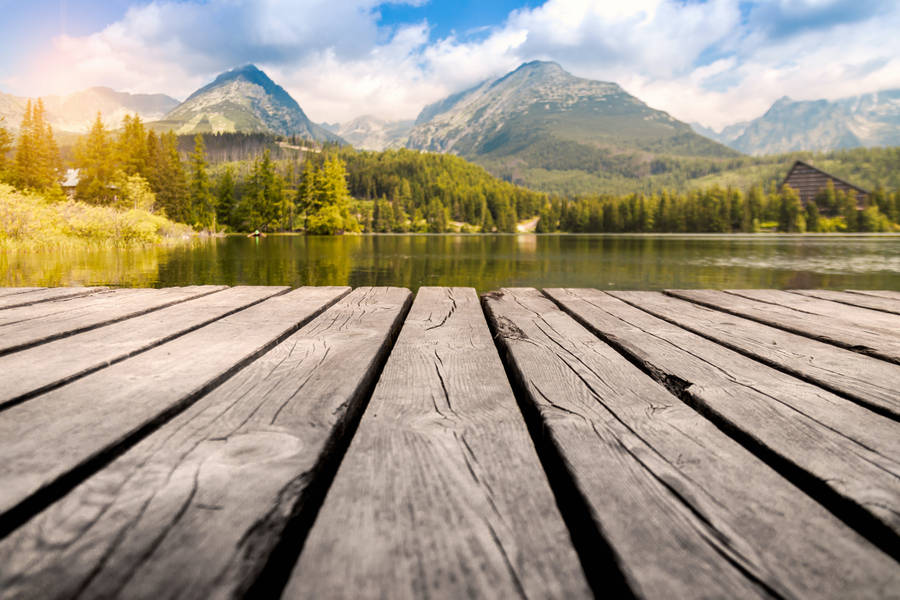 River View Wooden Bridge Wallpaper