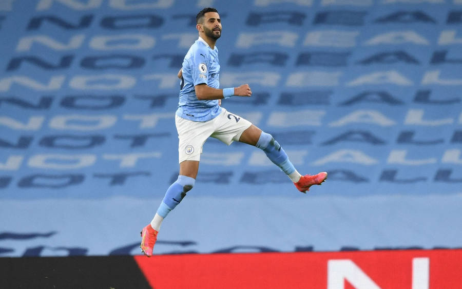 Riyad Mahrez Jumping Wallpaper