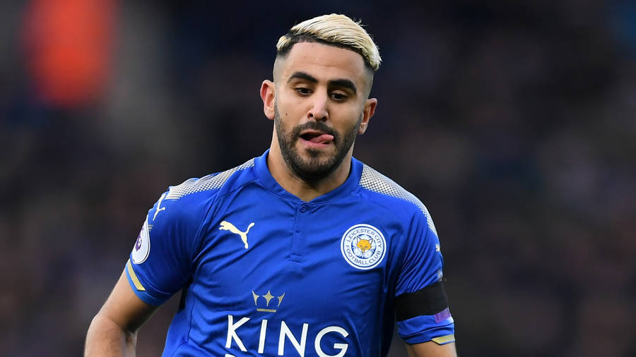 Riyad Mahrez Leicester Tongue Out Wallpaper