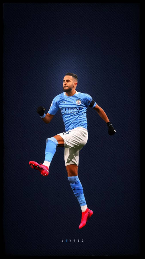 Riyad Mahrez Phone Black Background Wallpaper