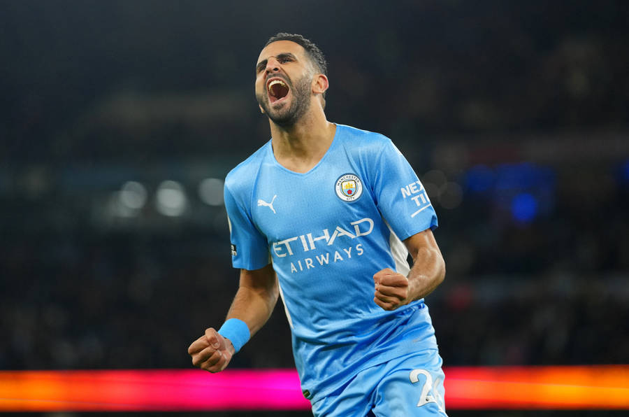 Riyad Mahrez Screaming Wallpaper