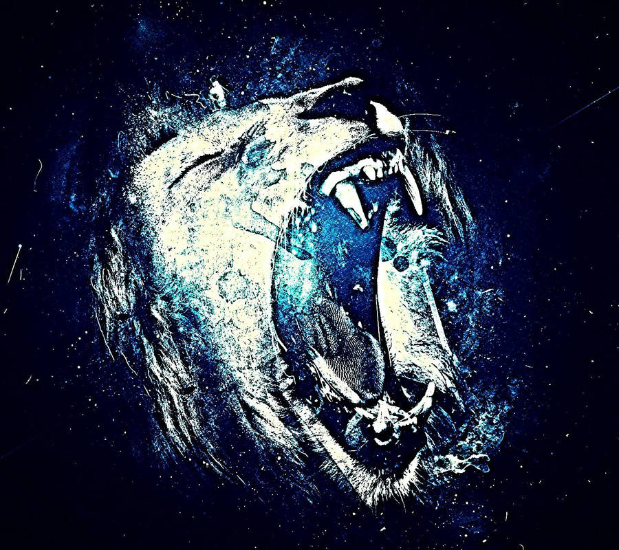 Roaring Lion Galaxy Textured Art Wallpaper