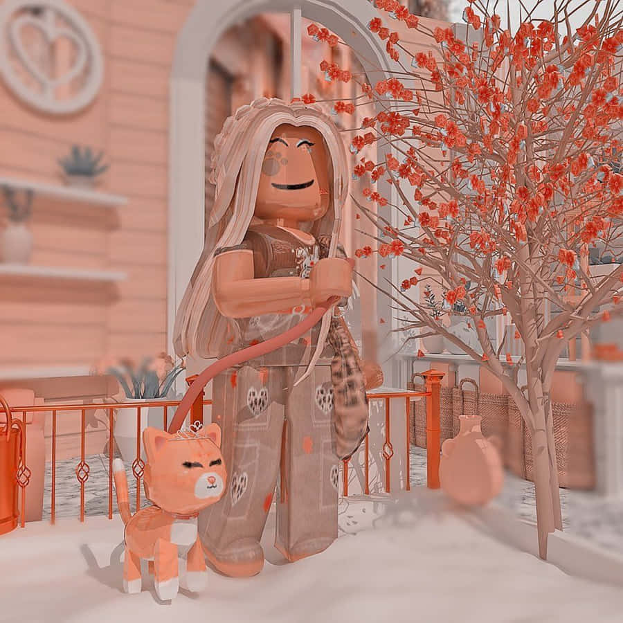 Roblox Girl With Cat Gfx Wallpaper