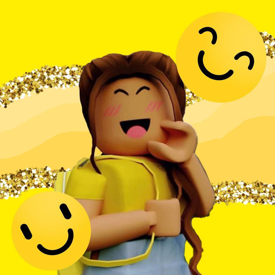 Roblox Girl With Smiley Emoji Wallpaper