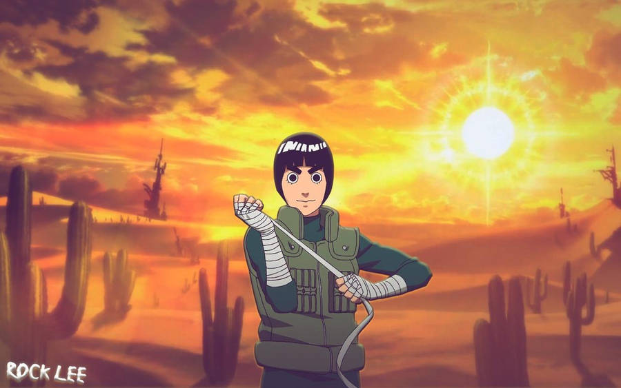 Rock Lee Bandaging His Hand Wallpaper