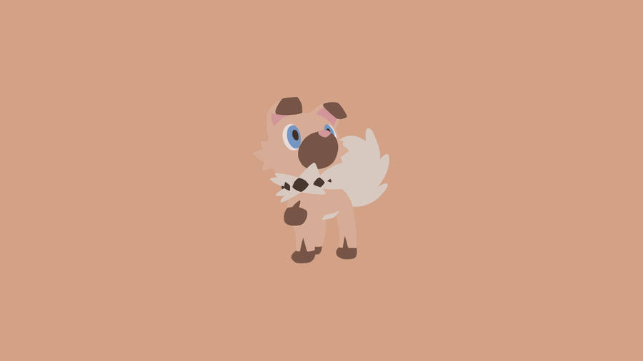 Rockruff On Brown Wallpaper